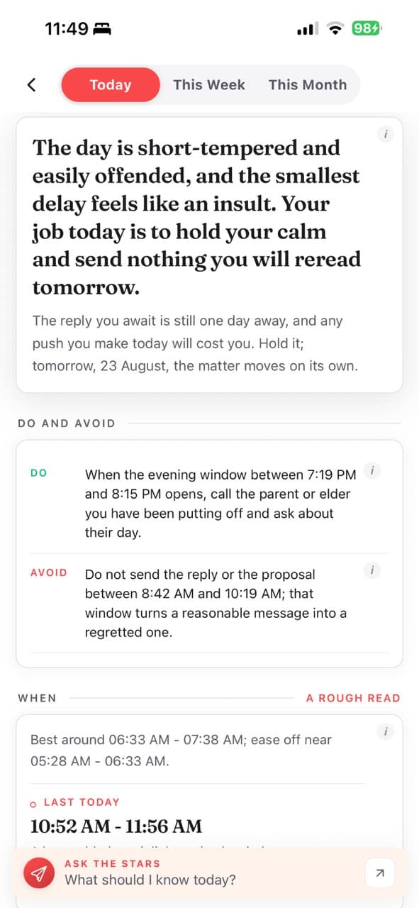 Horoscope: Today's direct reading and timing
